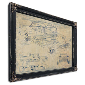 Cutler West Vintage 1955 Chevrolet 150 Car Model Print, Original Blueprint Canvas