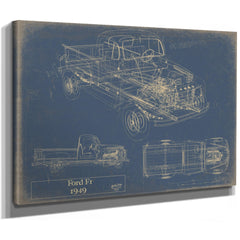 Cutler West Vintage 1949 Ford F1 Pickup Truck Model Mancave Blueprint Art