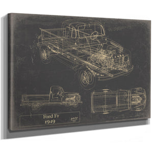 Cutler West Vintage 1949 Ford F1 Pickup Truck Model Mancave Blueprint Art