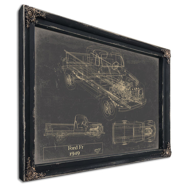 Cutler West Vintage 1949 Ford F1 Pickup Truck Model Mancave Blueprint Art