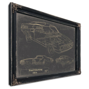 Cutler West Vintage 1971 Ford Mustang Hardtop Car Model Mancave Blueprint Art