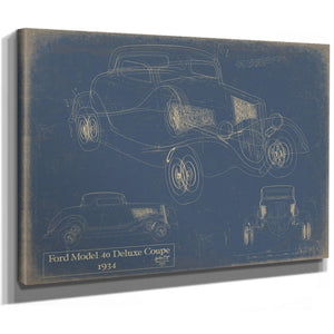 Cutler West Vintage 1934 Ford Model 40 Deluxe Coupe Car Model Mancave Blueprint Art