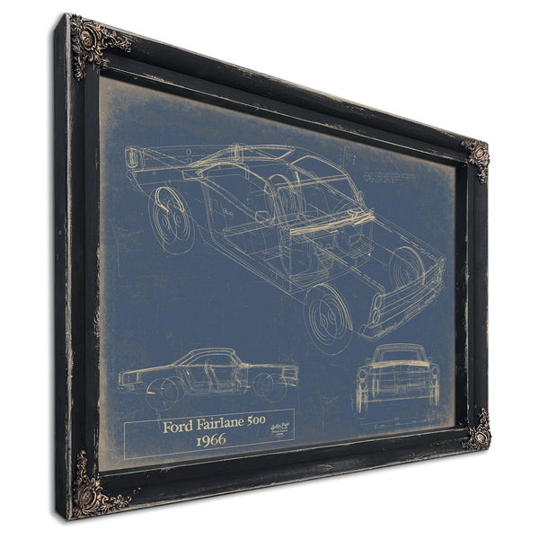 Cutler West Vintage 1966 Ford Fairlane 500 Car Model Print, Original Blueprint Canvas