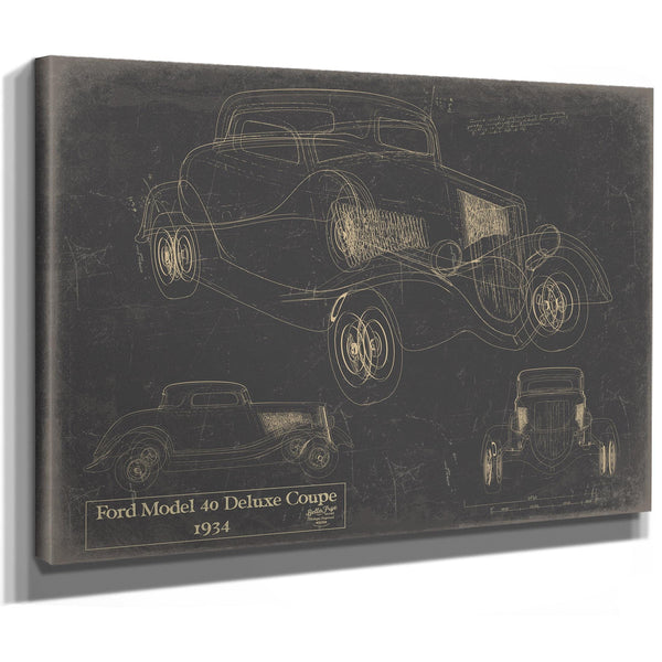 Cutler West Vintage 1934 Ford Model 40 Deluxe Coupe Car Model Mancave Blueprint Art