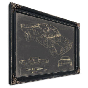 Cutler West Vintage 1966 Ford Fairlane 500 Car Model Print, Original Blueprint Canvas