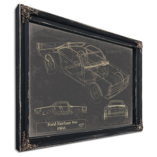 Cutler West Vintage 1966 Ford Fairlane 500 Car Model Print, Original Blueprint Canvas