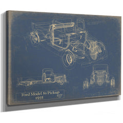 Cutler West Vintage 1935 Ford Model 50 Pickup Truck Model Print, Original Blueprint Canvas
