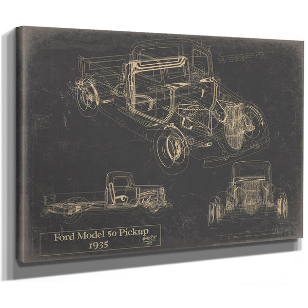 Cutler West Vintage 1935 Ford Model 50 Pickup Truck Model Print, Original Blueprint Canvas