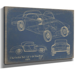 Cutler West Vintage 1952 Chevrolet Bel Air Car Model Print, Original Blueprint Canvas