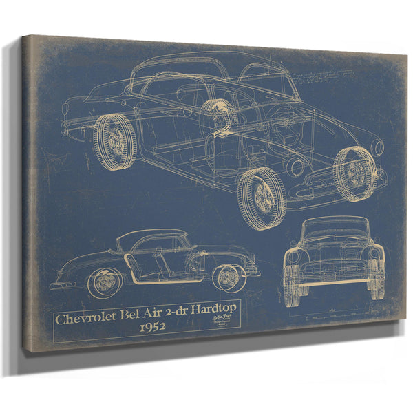 Cutler West Vintage 1952 Chevrolet Bel Air Car Model Print, Original Blueprint Canvas