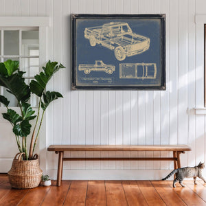Cutler West Vintage 1971 Chevrolet C10 Cheyenne Truck Model Mancave Blueprint Art