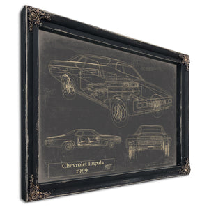 Cutler West Vintage 1969 Chevrolet Impala Car Model Mancave Blueprint Art