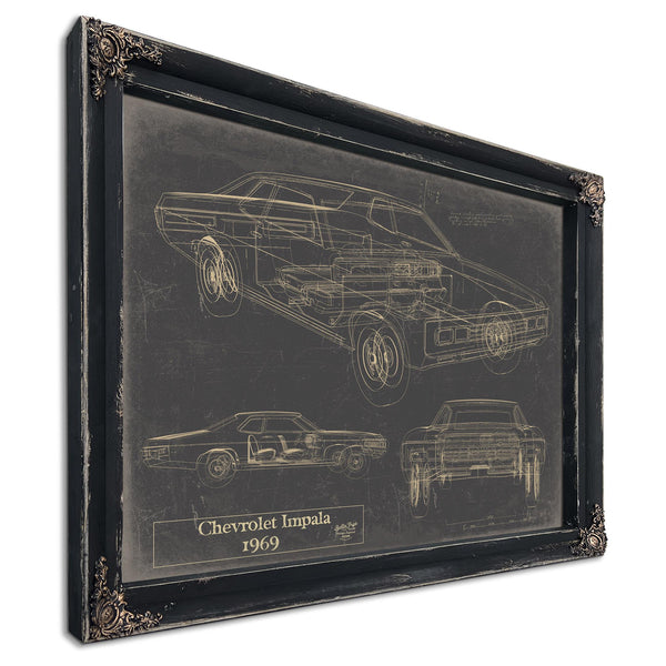 Cutler West Vintage 1969 Chevrolet Impala Car Model Mancave Blueprint Art