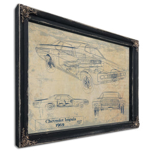 Cutler West Vintage 1969 Chevrolet Impala Car Model Mancave Blueprint Art