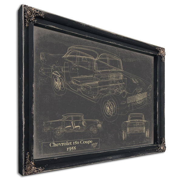 Cutler West Vintage 1955 Chevrolet 150 Car Model Print, Original Blueprint Canvas