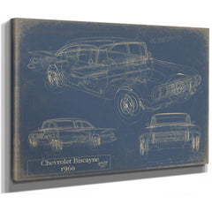 Cutler West Vintage 1960 Chevrolet Biscayne Car Model Mancave Blueprint Art