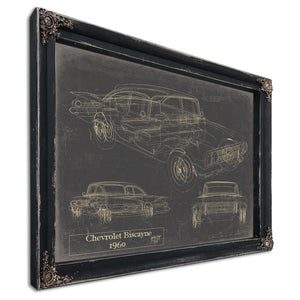 Cutler West Vintage 1960 Chevrolet Biscayne Car Model Mancave Blueprint Art