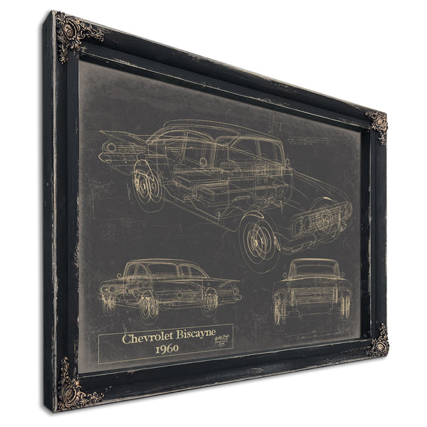 Cutler West Vintage 1960 Chevrolet Biscayne Car Model Mancave Blueprint Art