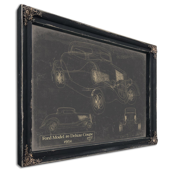 Cutler West Vintage 1934 Ford Model 40 Deluxe Coupe Car Model Mancave Blueprint Art