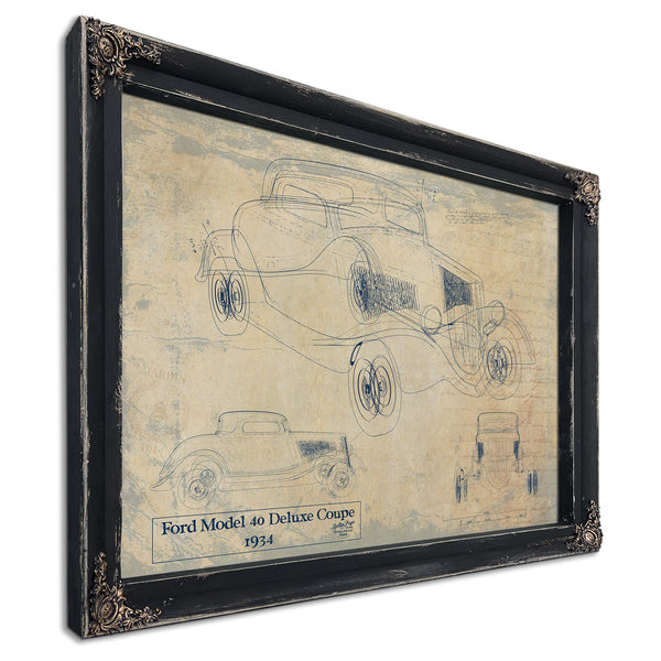 Cutler West Vintage 1934 Ford Model 40 Deluxe Coupe Car Model Mancave Blueprint Art