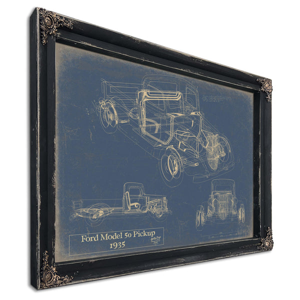 Cutler West Vintage 1935 Ford Model 50 Pickup Truck Model Print, Original Blueprint Canvas