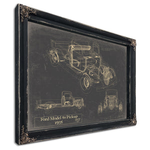 Cutler West Vintage 1935 Ford Model 50 Pickup Truck Model Print, Original Blueprint Canvas