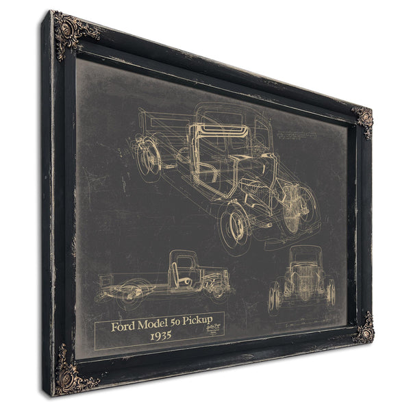 Cutler West Vintage 1935 Ford Model 50 Pickup Truck Model Print, Original Blueprint Canvas