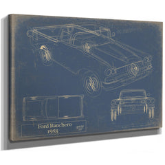 Cutler West Vintage 1958 Ford Ranchero Truck Model Print, Original Blueprint Canvas
