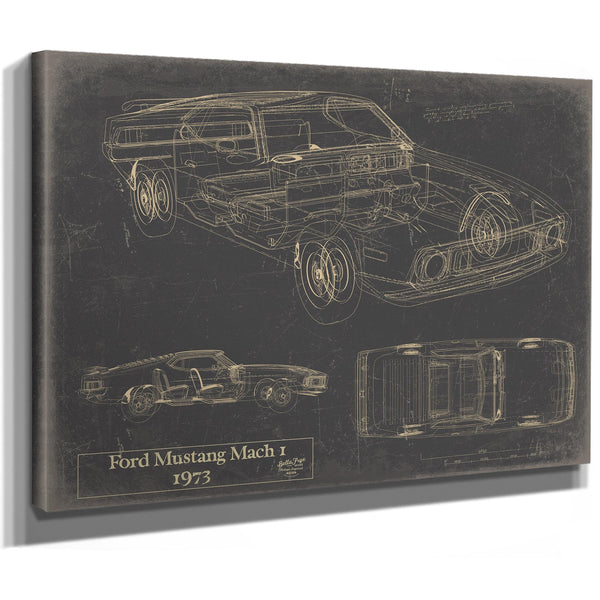Cutler West Vintage 1973 Ford Mustang Mach 1 Car Model Mancave Blueprint Art