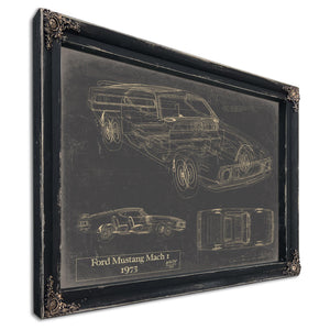Cutler West Vintage 1973 Ford Mustang Mach 1 Car Model Mancave Blueprint Art
