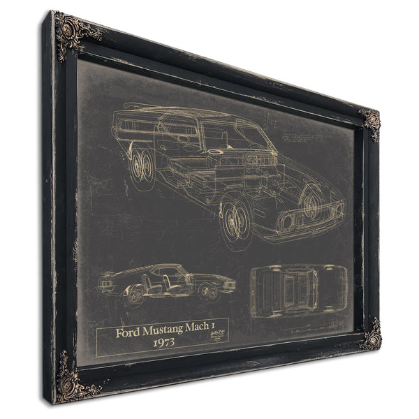 Cutler West Vintage 1973 Ford Mustang Mach 1 Car Model Mancave Blueprint Art