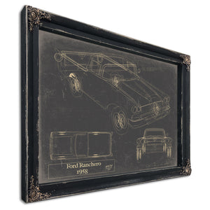Cutler West Vintage 1958 Ford Ranchero Truck Model Print, Original Blueprint Canvas