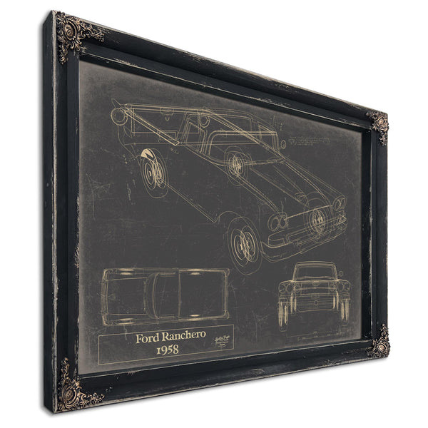 Cutler West Vintage 1958 Ford Ranchero Truck Model Print, Original Blueprint Canvas