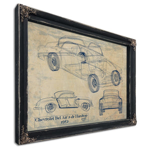Cutler West Vintage 1952 Chevrolet Bel Air Car Model Print, Original Blueprint Canvas