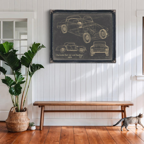 Cutler West Vintage 1952 Chevrolet Bel Air Car Model Print, Original Blueprint Canvas