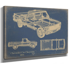 Cutler West Vintage 1971 Chevrolet C10 Cheyenne Truck Model Mancave Blueprint Art