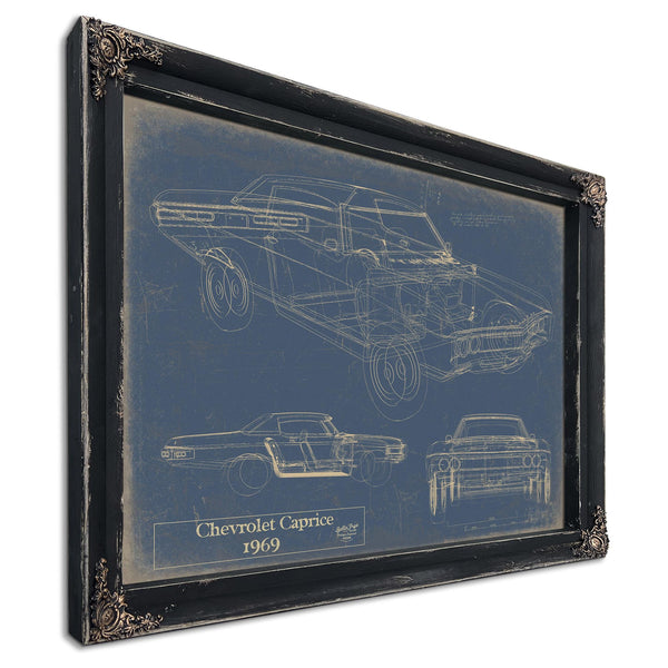 Cutler West Vintage 1969 Chevrolet Caprice Car Model Print, Original Blueprint Canvas