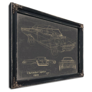 Cutler West Vintage 1969 Chevrolet Caprice Car Model Print, Original Blueprint Canvas