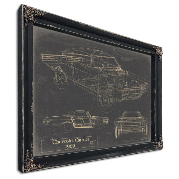 Cutler West Vintage 1969 Chevrolet Caprice Car Model Print, Original Blueprint Canvas