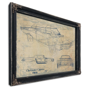 Cutler West Vintage 1969 Chevrolet Caprice Car Model Print, Original Blueprint Canvas