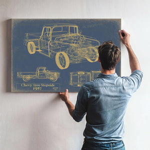Cutler West Vintage 1957 Chevy 3100 Stepside Pickup Model Print, Original Blueprint Canvas