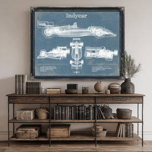 Indycar Blueprint Art Print canvas print size guide 24x18 36x24 48x36 inches