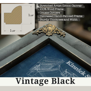 Vintage Black frame corner detail, 1.5 inch ornate wood moulding, Iowa Hawkeyes football Kinnick Stadium Print