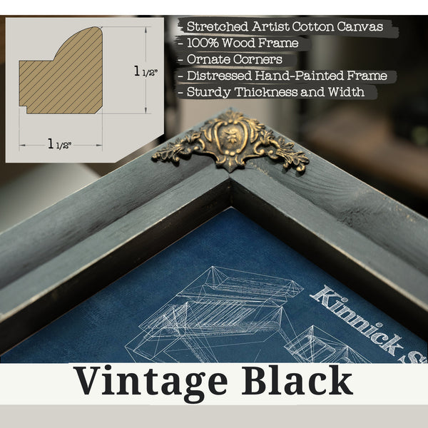 Vintage Black frame corner detail, 1.5 inch ornate wood moulding, Iowa Hawkeyes football Kinnick Stadium Print