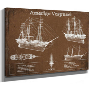 Italian Training Ship Amerigo Vespucci Print as a stretched canvas wrap with gallery wrapped edges