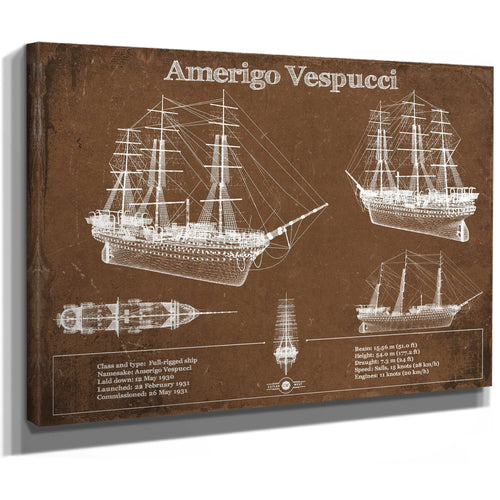 Italian Training Ship Amerigo Vespucci Print as a stretched canvas wrap with gallery wrapped edges