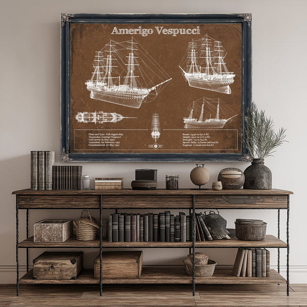 Italian Training Ship Amerigo Vespucci Print canvas print size guide 24x18 36x24 48x36 inches