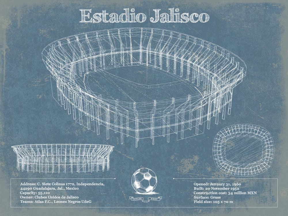14" x 11" / Stretched Canvas Wrap Cutler West Jalisco Stadium - Estadio Jalisco Football Soccer Stadium Print