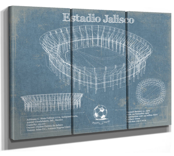 36" x 24" / 3 Panel Canvas Wrap Cutler West Jalisco Stadium - Estadio Jalisco Football Soccer Stadium Print