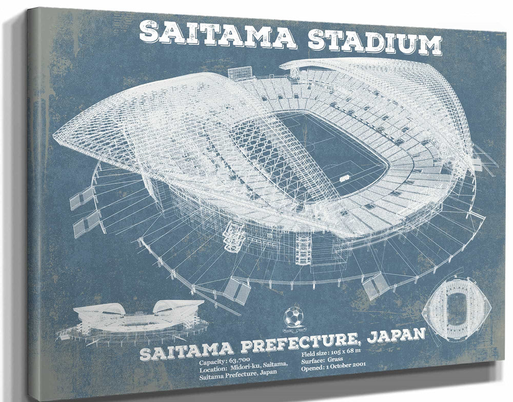 14" x 11" / Stretched Canvas Wrap Cutler West Japan National Football Team Saitama Stadium Soccer Print